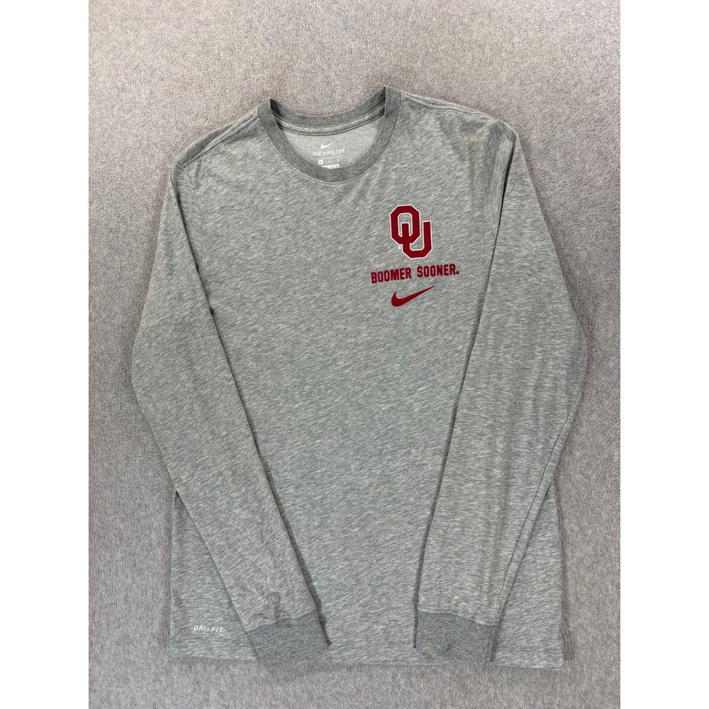 Oklahoma Sooners Nike Dri Fit BOOMER SOONER L/S Crew Shirt (Men's Medium) Gray